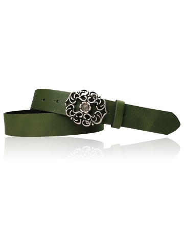 FRONHOFER Damengürtel Blumenschnalle in Khaki