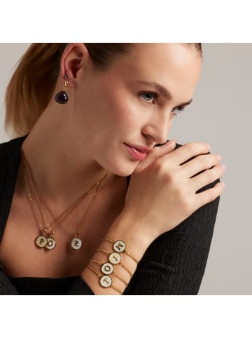 Luxenter bracelet in white mother-of-pearl and 18k gold-plated - Alphabet