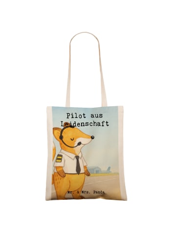 Mr. & Mrs. Panda Jutebeutel Pilot Leidenschaft Design mit Spruch in Weiß