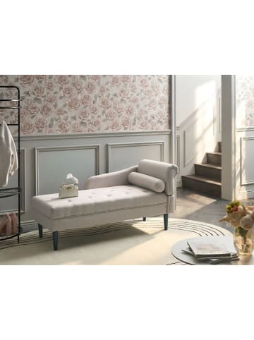 Beliani Chaiselongue YVOIRE in Beige/Schwarz - (W) 68 x (H) 72 x (L) 151 cm