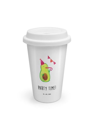 Mr. & Mrs. Panda Thermobecher Avocado Party Zeit mit Spruch in Weiß