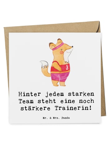 Mr. & Mrs. Panda Einladungskarte Radsport Trainerin mit Spruch in Weiß