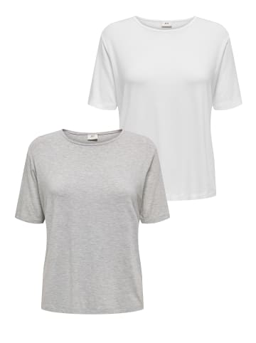 JACQUELINE de YONG T-Shirt 2er-Set  Weich Regular Fit Rundhals in Hellgrau-3