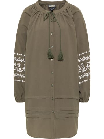 DreiMaster Vintage Damen Oversized Kleid in Olivgrün