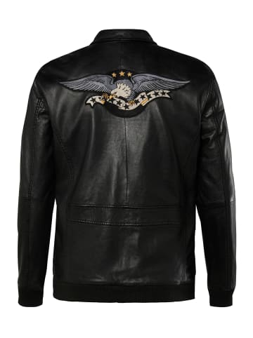 Men Plus Lederjacke in schwarz