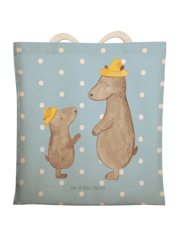 Mr. & Mrs. Panda shopping bag Bären mit Hut ohne Spruch in Blau Pastell