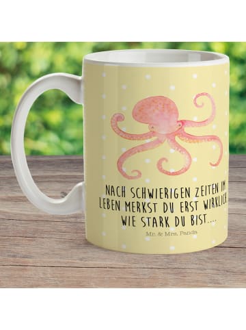 Mr. & Mrs. Panda Kindertasse Tintenfisch mit Spruch in Gelb Pastell