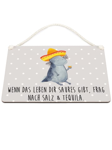 Mr. & Mrs. Panda Schild Axolotl Tequila mit Spruch in Grau Pastell