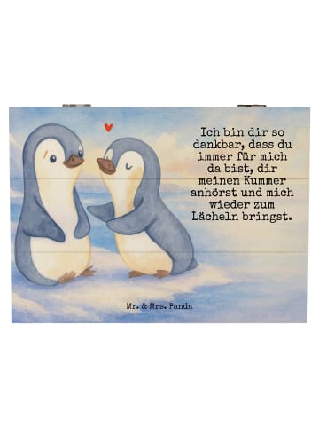 Mr. & Mrs. Panda Erinnerungsbox Pinguine trösten Design mit Spruch in Weiß