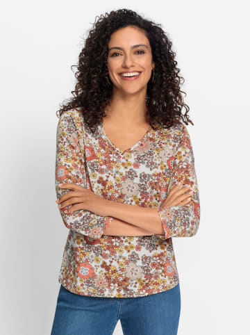 WITT WEIDEN V-Shirt in ecru-papaya-bedruckt