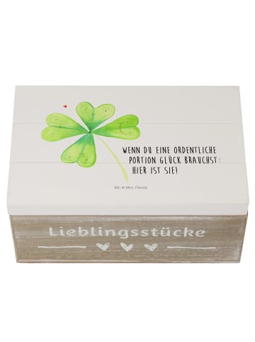 Mr. & Mrs. Panda Geschenkbox Blume Kleeblatt mit Spruch in Weiß