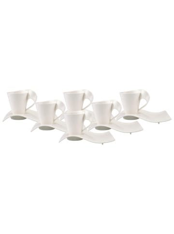 Villeroy & Boch 6er Set Kaffeebecher mit Unterteller NewWave Caffè 300 ml weiß in weiß