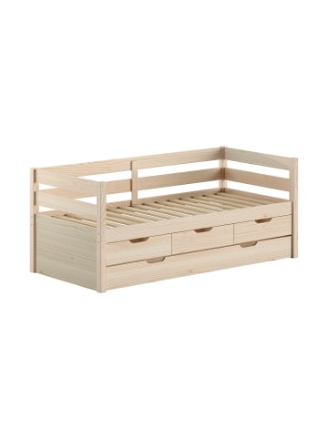 58 aufm Kessel KOJENBETT Kelda 90x200 mit Bettschublade Kiefer Massivholz Milky Pine
