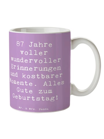 Mr. & Mrs. Panda Kaffeebecher Spruch 87. Geburtstag Freude mit S... in Lavendeltraum
