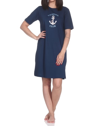 NORMANN Kurzarm Nachthemd Maritimer Look in marine