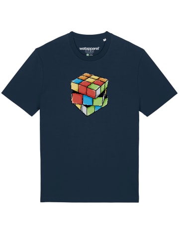 wat? Apparel T-Shirt Pixel Zauberwürfel in Dunkelblau