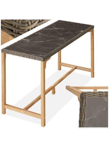 tectake Rattan Bartisch mit Aluminium- und Holzgestell, 161x64,5x99,5cm