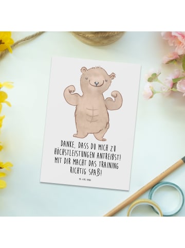 Mr. & Mrs. Panda Grußkarte Motivierender Fitness-Trainer mit Spruch in Weiß