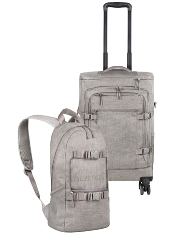 normani Reisetrolley mit Rucksackfunktion und kleinem Rucksack 8 Liter in Beige