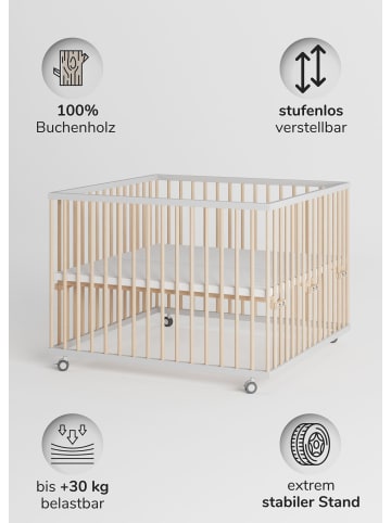 Sämann Sämann Laufgitter mit Schlupfsprossen - weiß/natur ohne Matratze