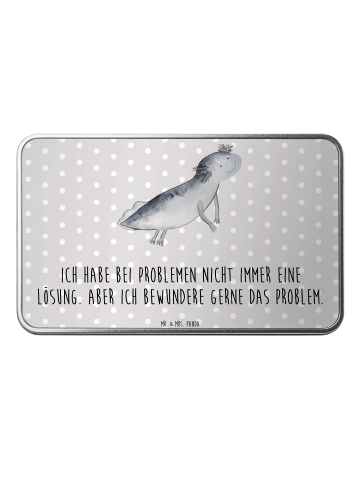 Mr. & Mrs. Panda Metallbox Axolotl Schwimmen mit Spruch in Grau Pastell
