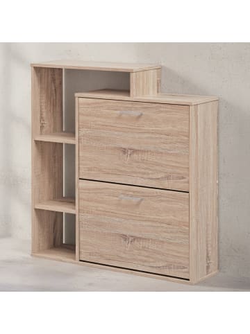 KADIMA DESIGN Schuhkipper | Sonoma Eiche, 85x24x93cm, 2 Fächer, 12 Paar