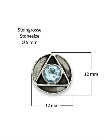 mantraroma 925er Silber - Ohrstecker (L) 12 x (B) 12 mm mit Blau Topas facettiert