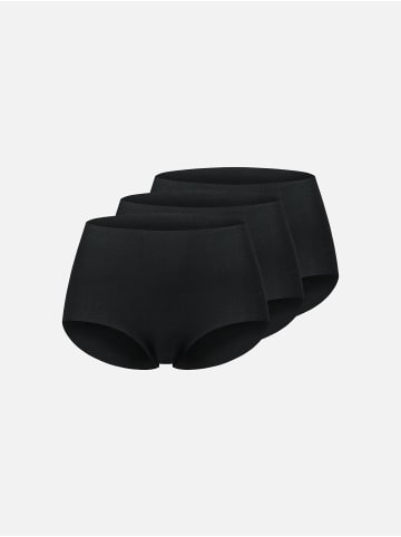 Erlich Textil  3er Pack Casual Cotton High Waist Slip aus Bio-Baumwolle - nahtlose Kanten in schwarz