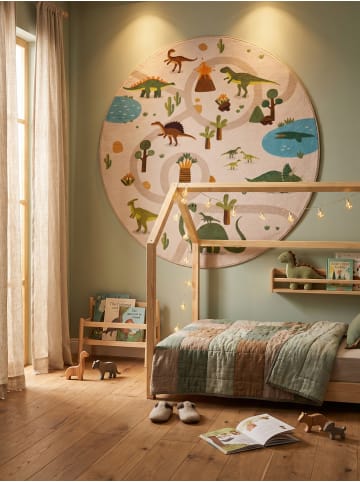 KADIMA DESIGN Kinderteppich Dinosaurier-Landschaft Waschbar TINO OEKO-TEX in Beige