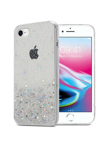 cadorabo Hülle für Apple iPhone 7 / 7S / 8 / SE 2020 Glitter in Transparent mit Glitter