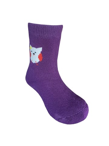 Yalion 3er-Set: Antirutschsocken Vollplüsch Eule in Lila 