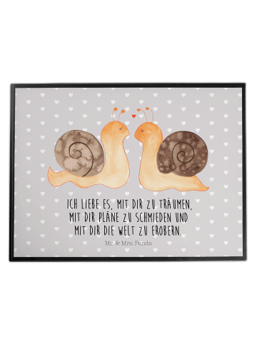 Mr. & Mrs. Panda Schreibtischunterlage Schnecken Liebe mit Spruch in Grau Pastell
