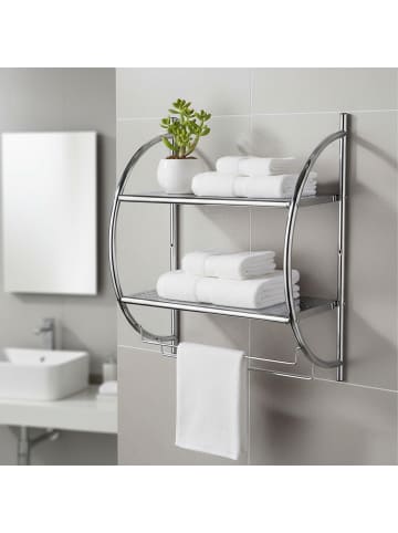 relaxdays Badregal in Silber - (B)44,5 x (H)54,5 x (T)25,5 cm