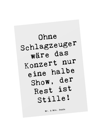 Mr. & Mrs. Panda Postkarte Spruch Schlagzeug Konzert mit Spruch in Weiß
