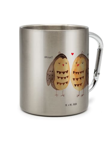 Mr. & Mrs. Panda Trinkbecher Edelstahl Eulen Liebe ohne Spruch in Silber