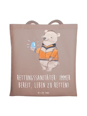 Mr. & Mrs. Panda Tote Bag Rettungssanitäter Held mit Spruch in Braun Pastell