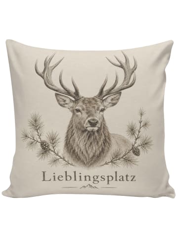 Kuschelkissen 40x40 Hirsch Majestätisch Design ... in Weiß