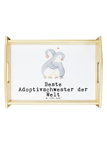 Mr. & Mrs. Panda Serviertablett Pinguin Beste Adoptivschwester d... in Weiß