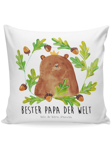 Mr. & Mrs. Panda Kopfkissen Bär König mit Spruch in Weiß