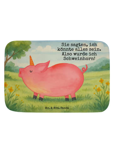 Mr. & Mrs. Panda Duschvorleger Einhorn Schwein Design mit Spruch in Weiß
