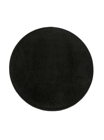 KADIMA DESIGN Waschbarer Teppich Badezimmer waschmaschinenwaschbar Unifarben in Schwarz
