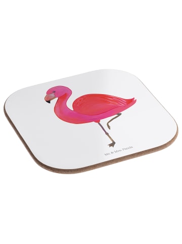 Mr. & Mrs. Panda Glasuntersetzer Flamingo Classic ohne Spruch in Weiß