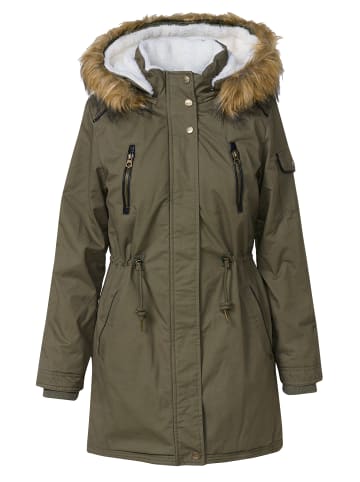KOROSHI Wattierter Damenparka mit abnehmbarer Kapuze in khaki