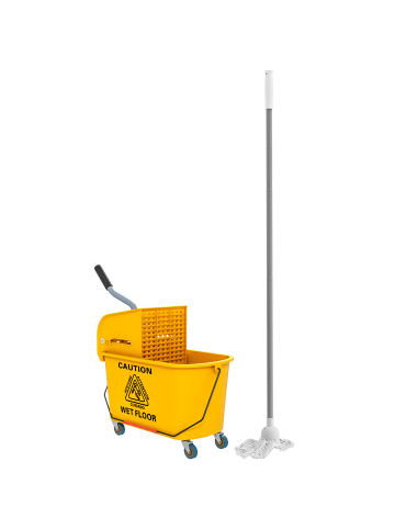 HOMCOM Putzwagen in Gelb 45L x 26,5B x 70H cm