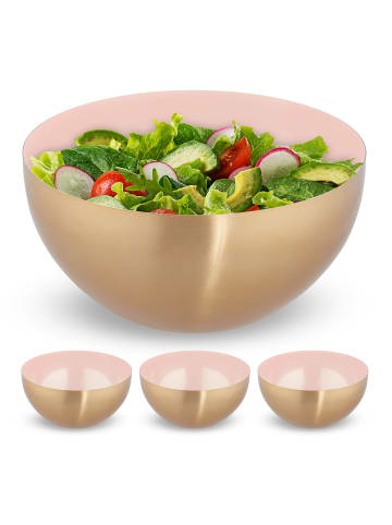 relaxdays 4 x Salatschüssel in Rosa/ Gold - (H)12,5 x Ø 25 cm