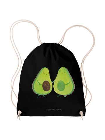Mr. & Mrs. Panda Beutel Rucksack Avocado Pärchen ohne Spruch in Schwarz