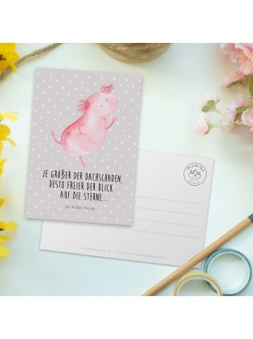 Mr. & Mrs. Panda Grußkarte Axolotl Tanzen mit Spruch in Grau Pastell