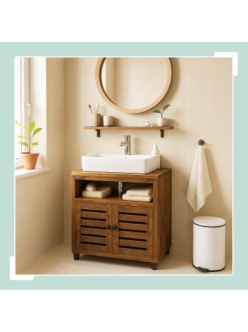 relaxdays Waschbeckenunterschrank in Braun - (B)60 x (H)63 x (T)30 cm