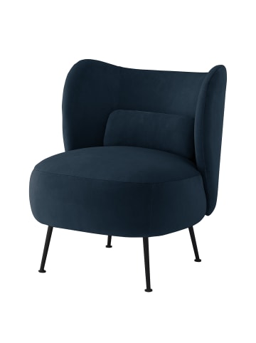 home24 home24 Loungesessel aus Samt & pulverbeschichtetem Eisen in Marineblau, 61 x 72 x 71 cm in Marineblau
