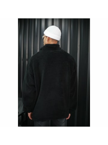 Megaman Plüsch-Sweatshirt Zipper Pullover in Schwarz